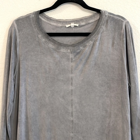 Easel Women’s Shirt Medium Grey Sun Washed Distressed Boho Oversized Longline - Picture 5 of 14